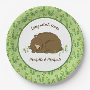 Brown Bear Baby Shower Woodland Animals Paper Plate