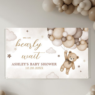 Brown Bear Balloon Baby Shower Banner