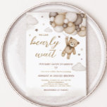 Brown Bear Balloon Baby Shower Invitation<br><div class="desc">Welcome your little one with our heartwarming We Can Bearly Wait Baby Shower Invitation Printable. Personalize to share the joy with your loved ones!

BS508</div>