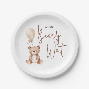 Brown Bear Balloon Baby Shower Paper Plate