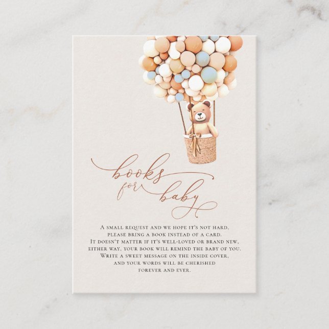 Brown Bear Balloons Baby Books Enclosure Card (Front)