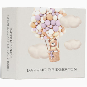 Brown Bear Balloons Baby Photo Album 3 Ring Binder