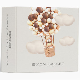 Brown Bear Balloons Baby Photo Album 3 Ring Binder