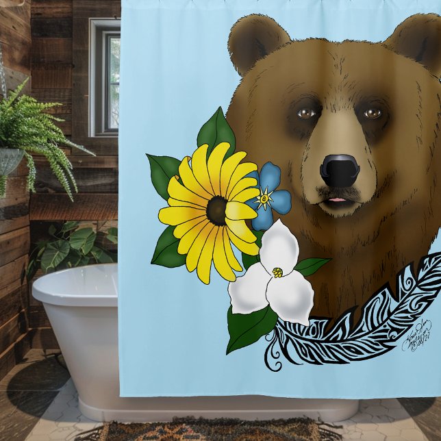 Brown Bear Blue Flowers Feather Wildlife (Creator Uploaded)