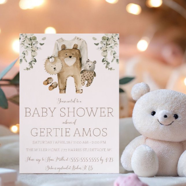 Brown Bear Boho Baby Shower Invitation (Creator Uploaded)