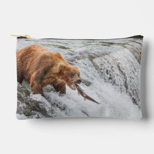 Brown Bear Catches Red Salmon Accessory Pouch