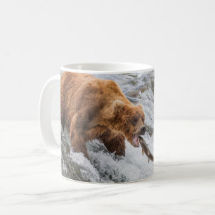 Brown Bear Catches Red Salmon Coffee Mug