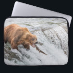 Brown Bear Catches Red Salmon Laptop Sleeve<br><div class="desc">Brown bears fish for red salmon at the falls of the Brooks River,  Katmai National Park,  southwest,  Alaska.</div>
