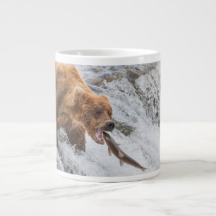 Brown Bear Catches Red Salmon Large Coffee Mug
