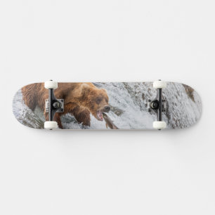 Brown Bear Catches Red Salmon Skateboard