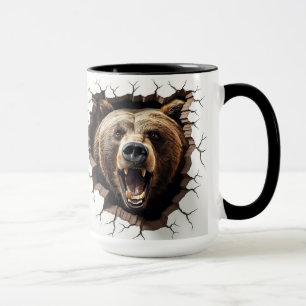 Brown bear coming out of wall mug