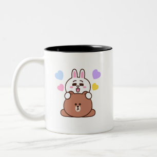 Brown bear cony bunny love Two-Tone coffee mug