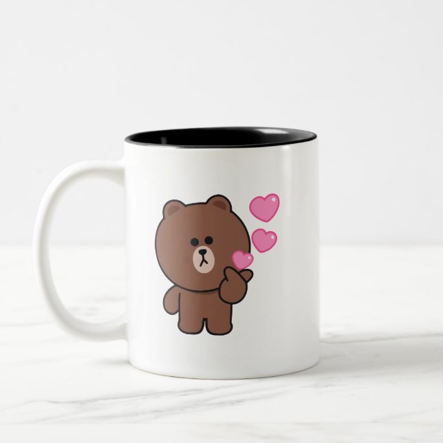 Brown bear cony bunny love Two-Tone coffee mug (Left)