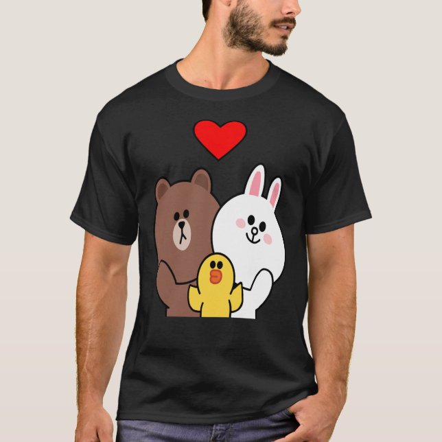 Brown Bear Cony Bunny Rabbit Duck We Love You   T-Shirt (Front)
