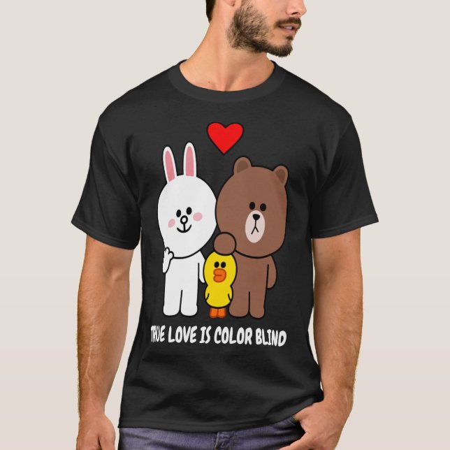 Brown Bear Cony Bunny Rabbit True Love Is Colour B T-Shirt (Front)