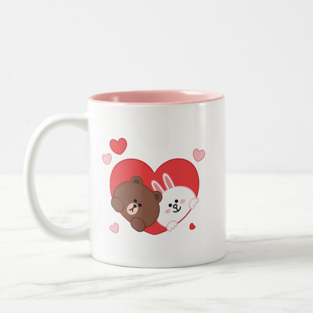 Brown bear cony bunny Two-Tone coffee mug (Left)