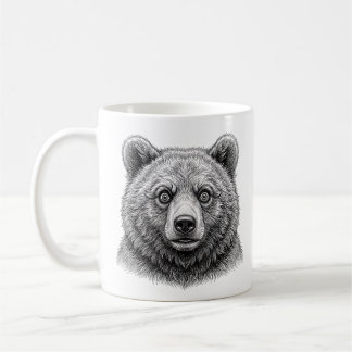 Brown Bear Cub Black Coffee Mug