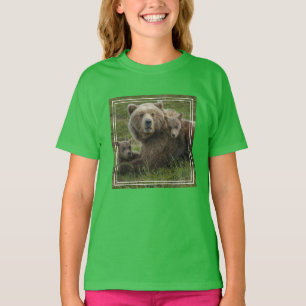 Brown Bear Cubs Cuddling with their Mother T-Shirt