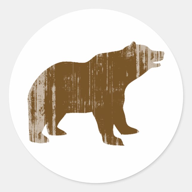 BROWN BEAR distressed Classic Round Sticker (Front)