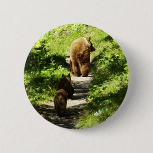 Brown Bear Family 2 Inch Round Button