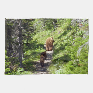 Brown Bear Family Kitchen Towel
