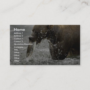 Brown bear feeding on salmon business card