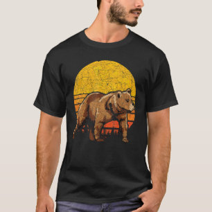 Brown Bear Forest Animal Retro Sunset Bear 1 T-Shirt