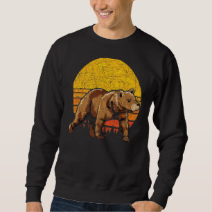 Brown Bear Forest Animal Retro Sunset Bear Sweatshirt