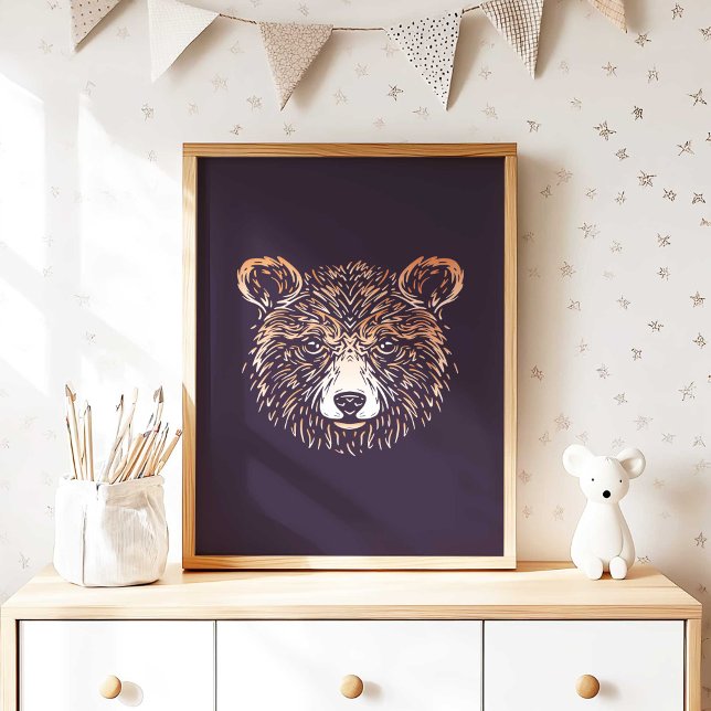 Brown Bear | Forest Animal Wall Print (Woodland Brown Bear Nursery Wall Art Poster Print by TinkPrints.)