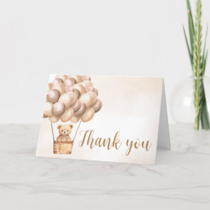 Brown Bear Hot Air Balloon  Thank You Card