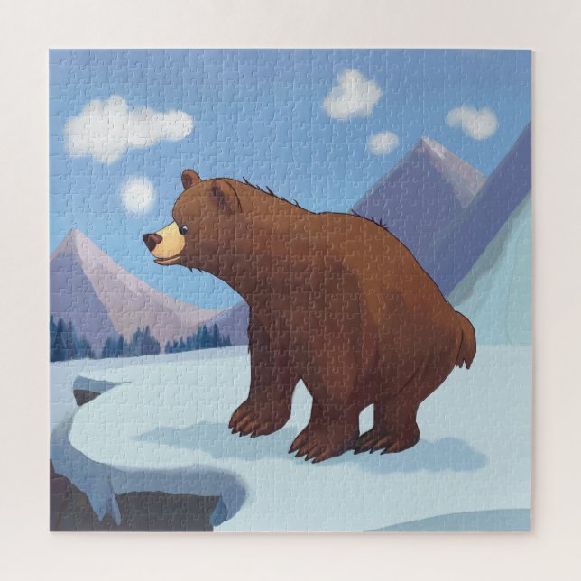 Brown bear in the mountains jigsaw puzzle (Vertical)