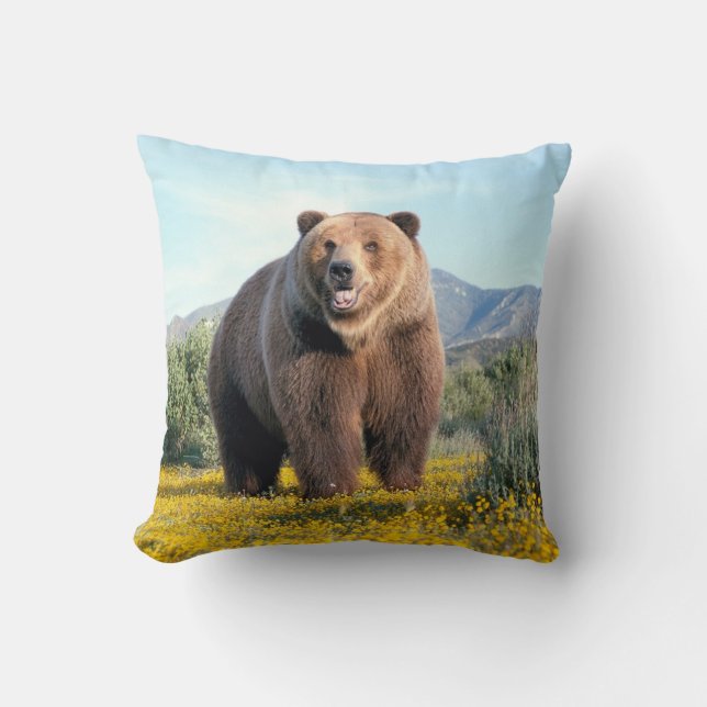 BROWN BEAR IN THE WILD PILLOW CUSHION (Front)