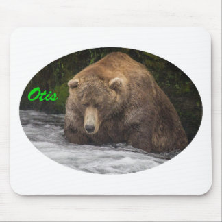 Brown Bear Otis Fishing Mouse Pad