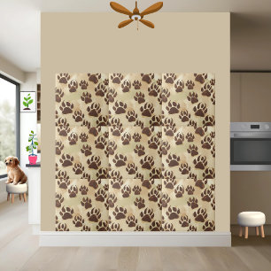 Brown Bear Paw Print Pattern Tile