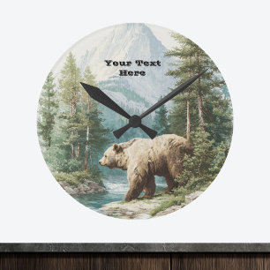 Brown Bear Round Clock