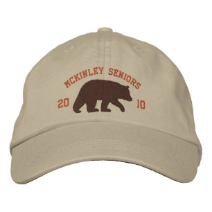 Brown Bear Silhouette with Customizable Text Embroidered Hat