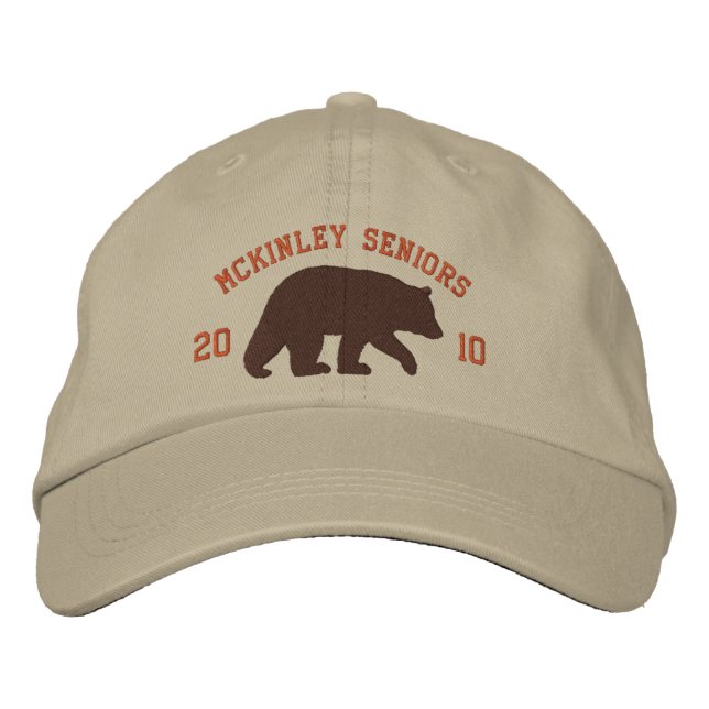 Brown Bear Silhouette with Customizable Text Embroidered Hat (Front)