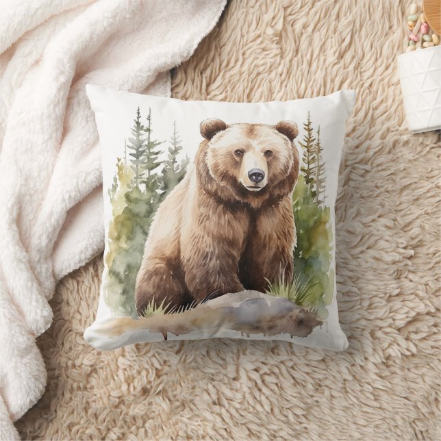 Brown Bear Throw Pillow (Blanket)