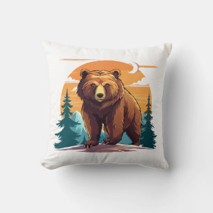 Brown bear throw pillow