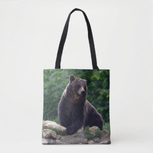 Brown bear tote bag