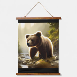 Brown Bear Wildlife Portrait Hanging Tapestry