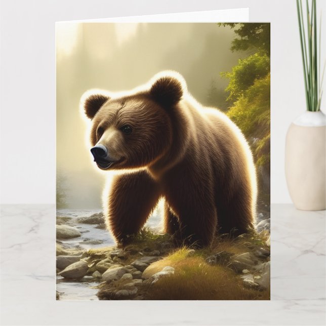 Brown Bear Wildlife Portrait Large Greeting Card (Front)