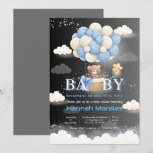 Brown Bear With Balloons Dual Colour Baby Shower