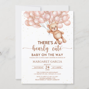 Brown Bear with Balloons Teddy Bear Baby Shower Invitation