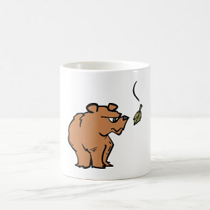 Brown Bear with Falling Autumn Leaf Cute Wildlife  Coffee Mug