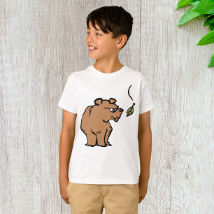Brown Bear with Falling Autumn Leaf Cute Wildlife  T-Shirt
