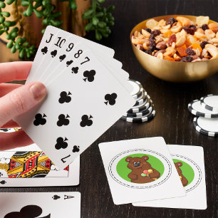 Brown Bear With Ice Cream Playing Cards