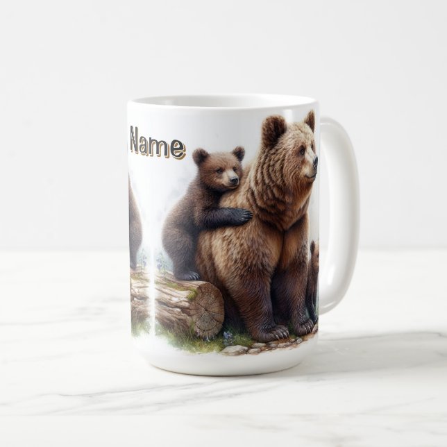 Brown Bear with Two Cubs Coffee Mug (Front Right)