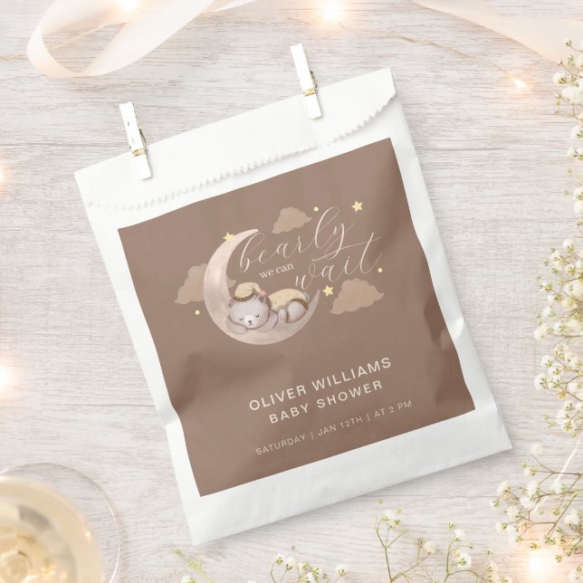 Brown Bearly Wait Moon Star Sleepy Bear Favour Bag (Clipped)