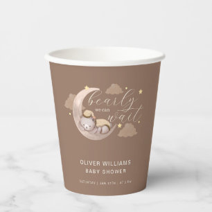 Brown Bearly Wait Moon Star Sleepy Bear Paper Cups